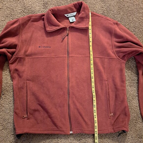 Columbia Men's Rust Red Fleece Zip Up Jacket Size Large - Picture 9 of 11